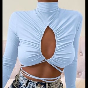 Ruched waist tie crop top